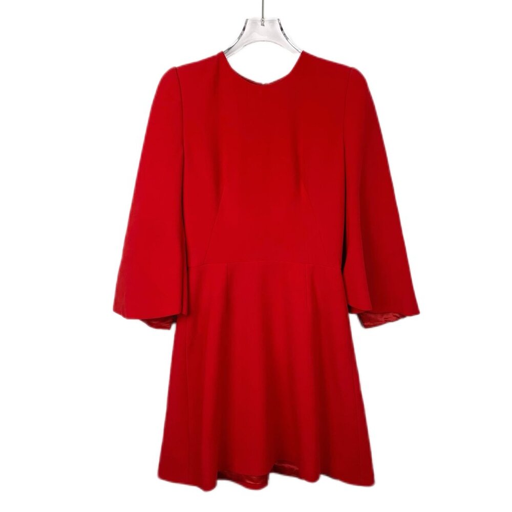 Alexander McQueen Red Round-Neck Half-Sleeve Dress Size 38 S Viscose Blend Made
